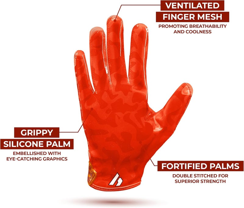 Repsters RPG1 Football Gloves - Men’s Elite Trendy Wide Receiver Gloves – Extra Sticky Grip Football Gloves for Game Day, Training, High School and College - Adult and Youth Sizes - Image 2